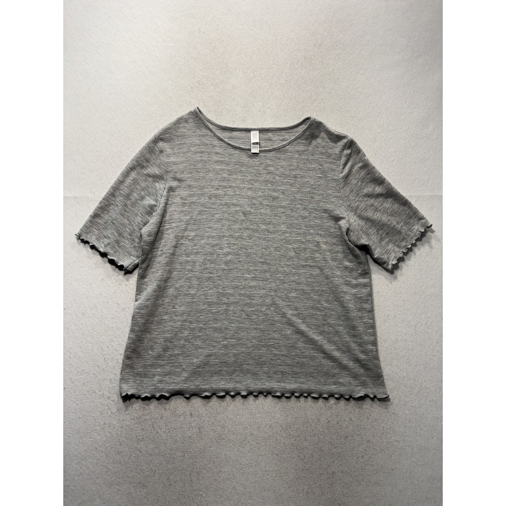 Stars Above Shirt Womens XL Gray Crew Neck Ruffle Hem Short Sleeve Tee Casual